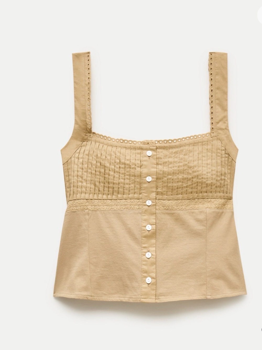 JCREW Beige Lace-Trim Button Front Camisole Top